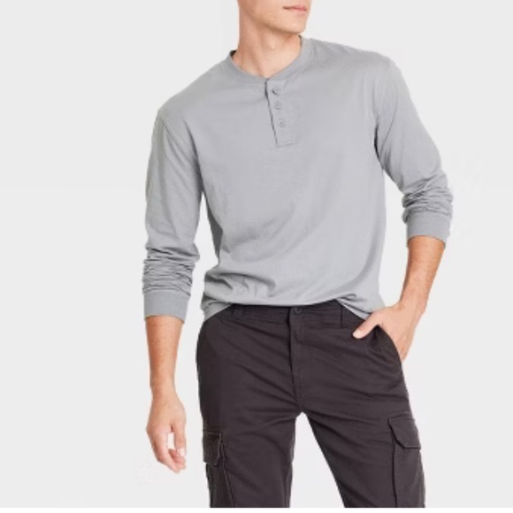 Goodfellow & Co Men's Long Sleeve Textured Gray Henley Size XXL  NWT - Picture 1 of 10